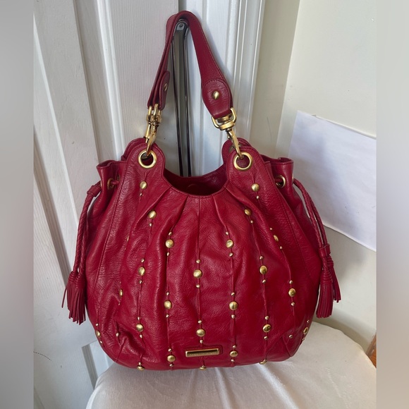 Isabelle Fiore Red Leather Studded Handbag EUC - Picture 11 of 15